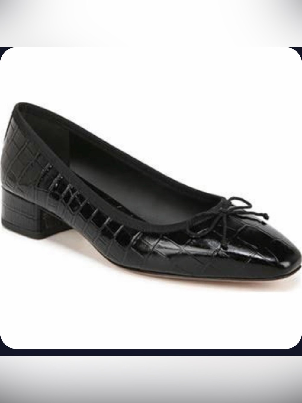 Veronica Beard Black Croc-Embossed Low Ballet Pump